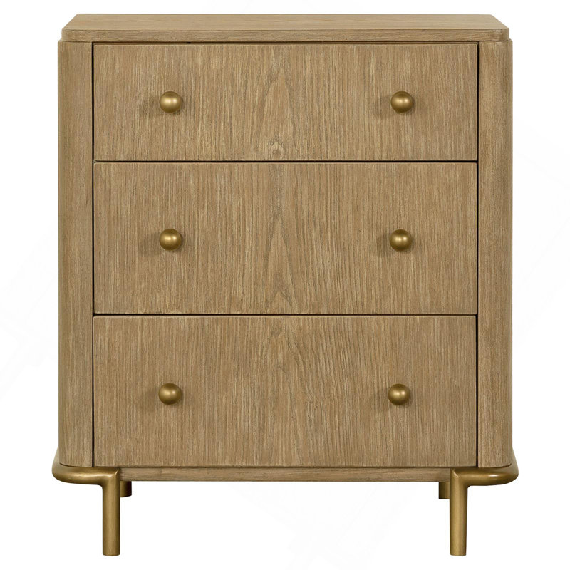 Table de chevet 3 tiroirs sable avec ports USB