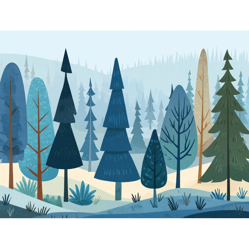 «Soft Pines Winter Hills», art mural sur toile tendue, H 12 po x l 16 po