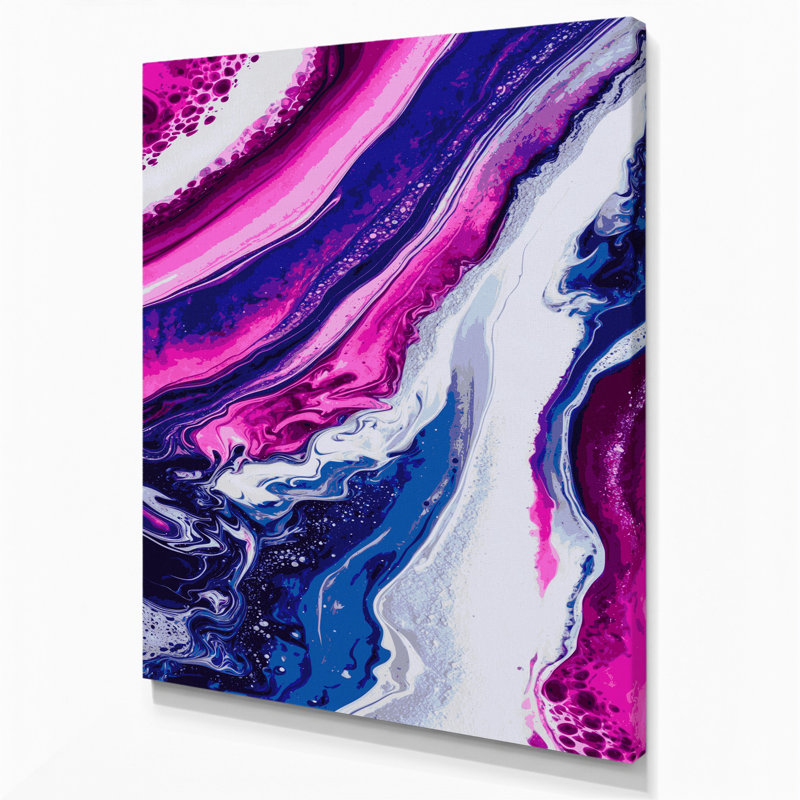 Abstrait art fluide sur toile bleue 49, H 14 po x l 11 po