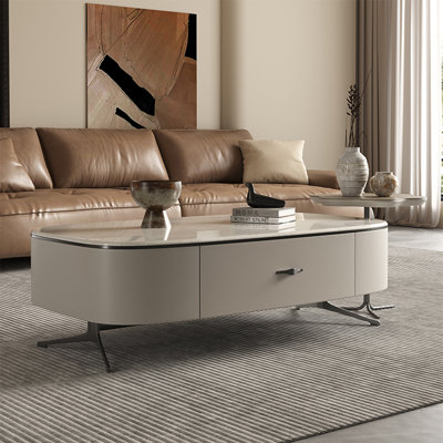 Table basse en pierre micro-cristalline à rangement simple