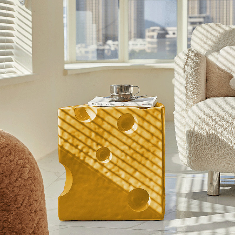 Creative Triangular Side Table, Cheese Decorative Sofa Table, Cute Coffee End Table, Sofa Stool Small Bedside Table For Living Room Bedroom(yellow,14"l X 13"w X 16"h))