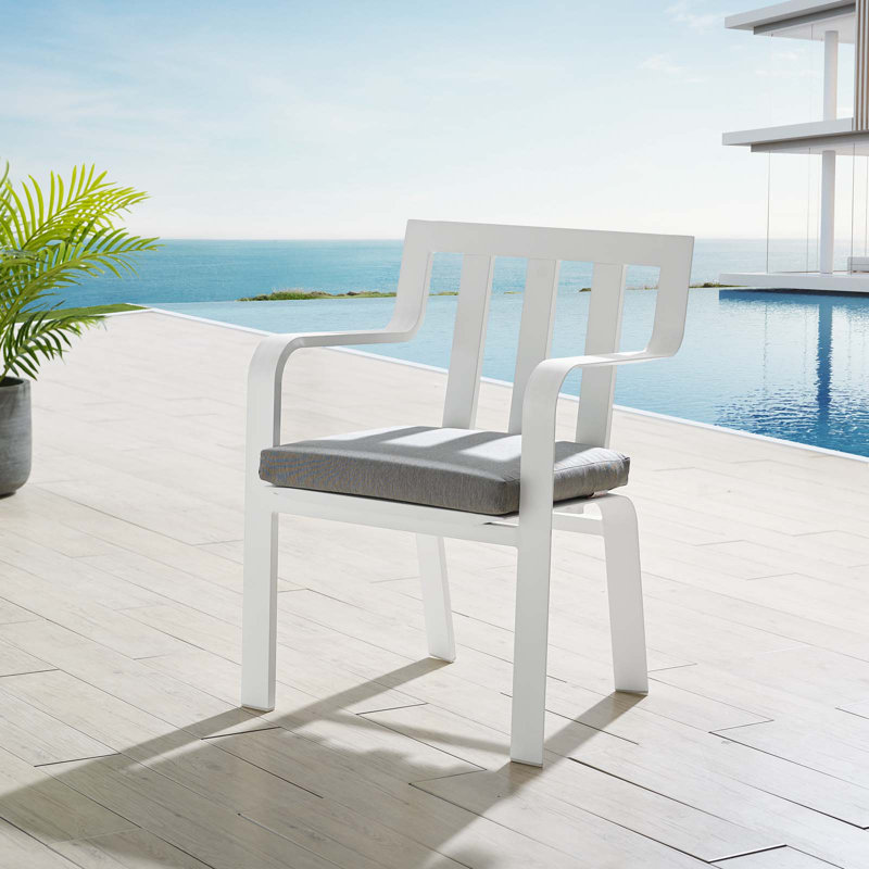 Fauteuil de salle à manger d'extérieur empilable en aluminium Baxley, Gris