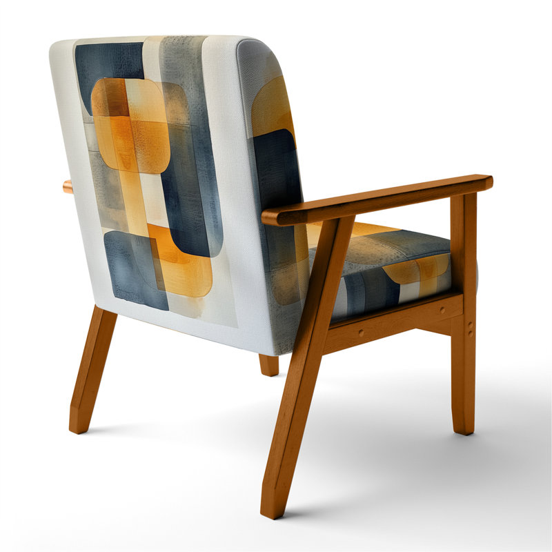 Chaise rembourrée à formes abstraites - Fauteuil Line-Dance, Brown Square Arms