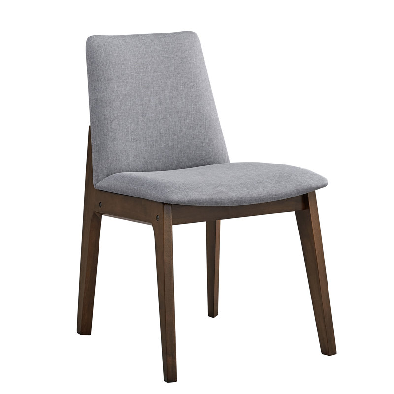 Finition noyer, chaises d'appoint 2, siège et dossier rembourrés en tissu gris