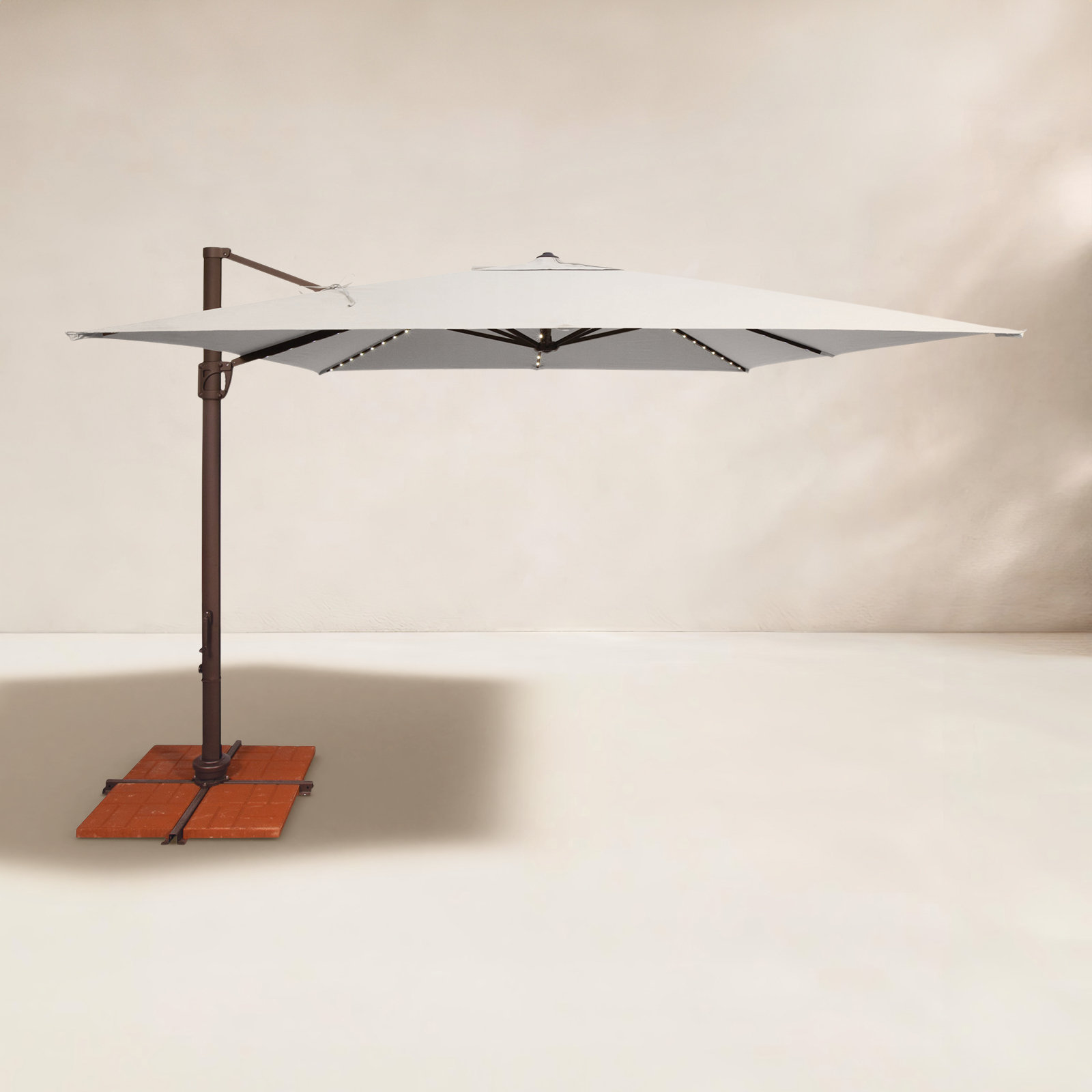 Windell 10' Cantilever Umbrella with Lights, Canvas Natural Sunbrella® Canvas