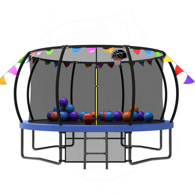 12FT Recreational Kids Trampoline with Safety Enclosure Net & Ladder, Outdoor Recreational Trampolines
