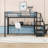 Metal Loft Bed with Desk, Storage Stairs, and LED Lights-44869149-44869148