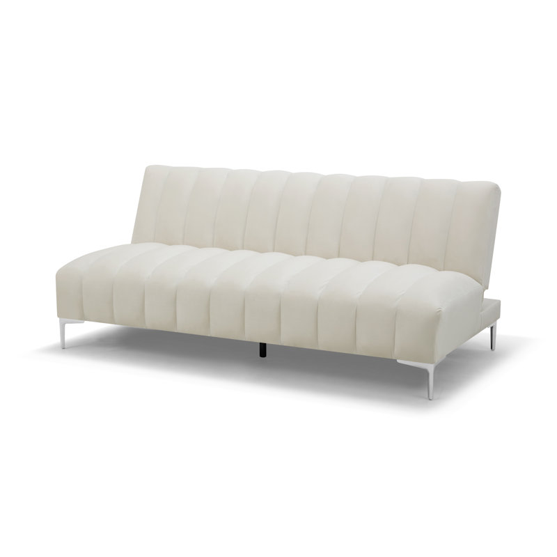 Camille 3 Seater Sofa Bed in Velvety Fabric, Ivory Velvet
