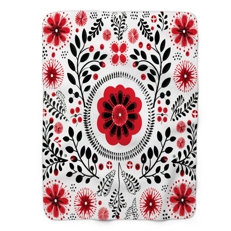 Scandinavian Flowers - 1 pièce Sherpa Premium, Grand lit
