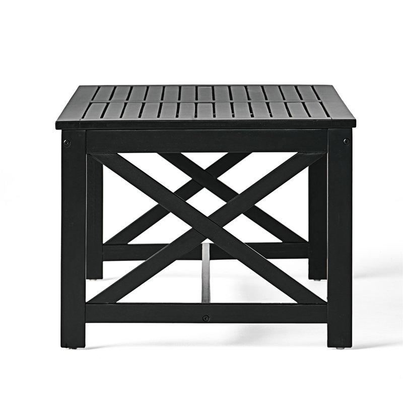 Black Acacia Wood Outdoor Rectangle Coffee Table