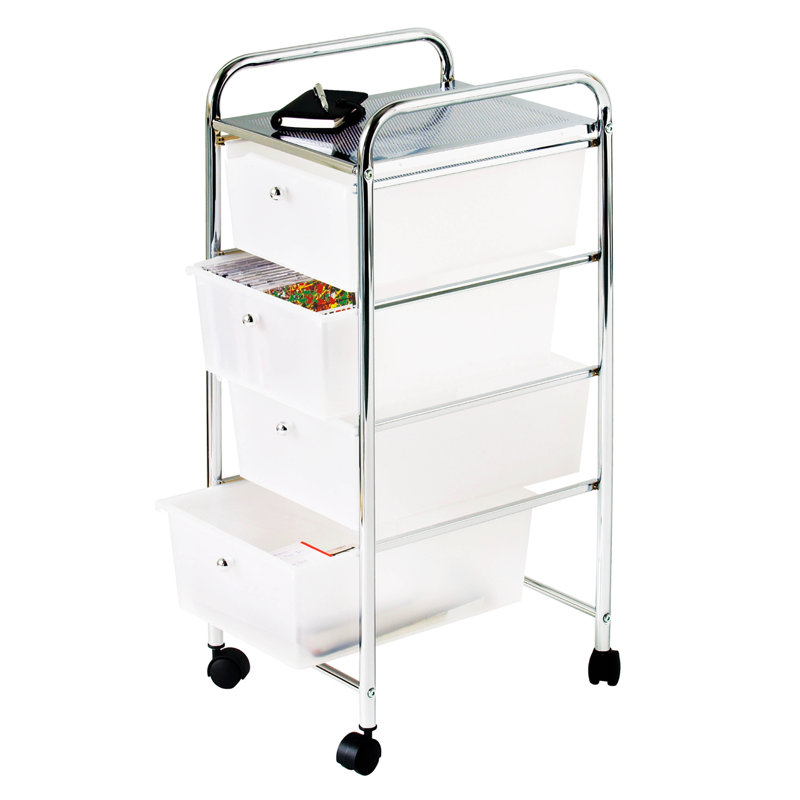 79cm H x 33cm W File Cart with Wheels, White