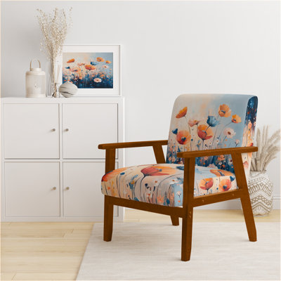 Chaise rembourrée Poppies - Chaise avec accoudoirs Field of Poppy Meadows
