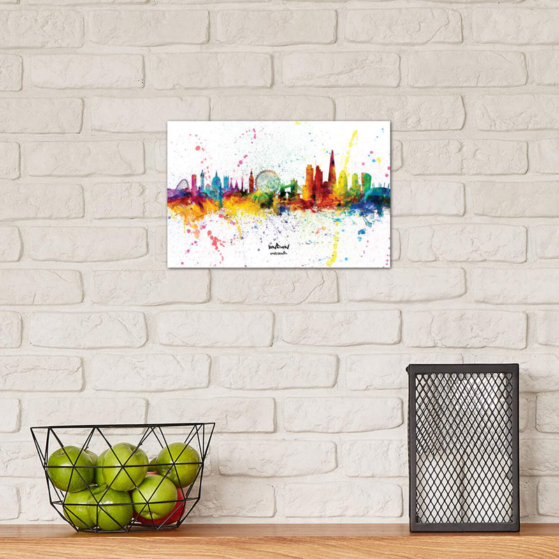 London England Skyline Splash by Michael Tompsett - Wrapped Canvas Print, 20.32 cm H x 30.48 cm W