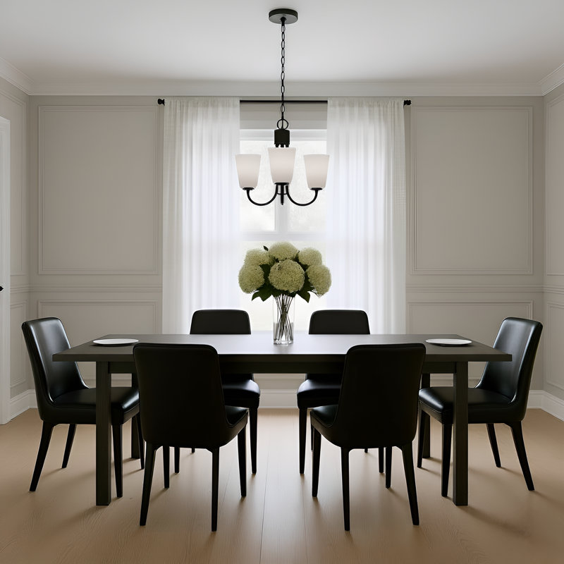 Miles Three Light Chandelier from Generation Lighting , 14.625" H x 21.5" W x 21.5" D, Midnight Black, 3 Lights