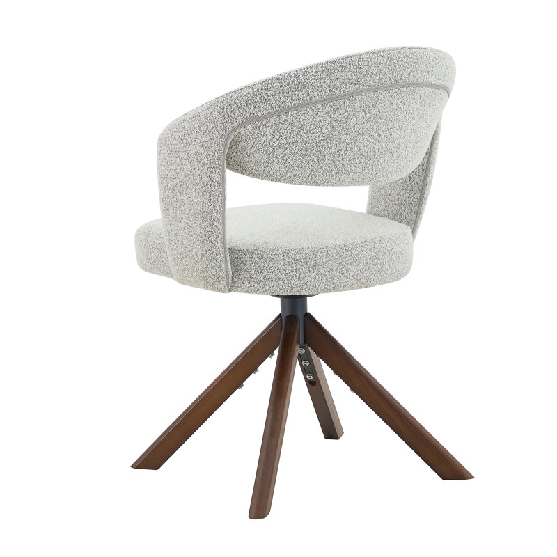49cm H Fabric Upholstered Upholstered Back Accent, Walnut, Light Grey