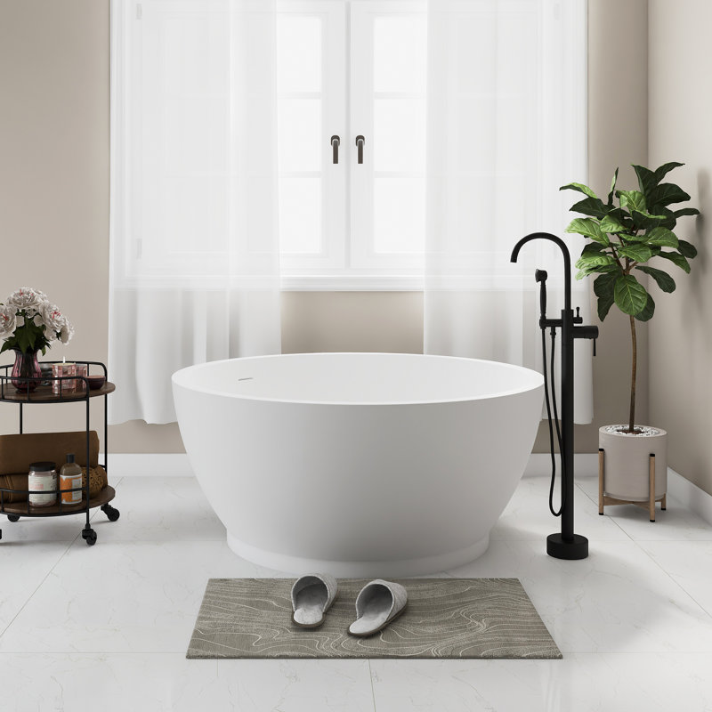 Baignoire de trempage de 52,7 pouces, ovale, autoportante, surface solide, surface blanc mat