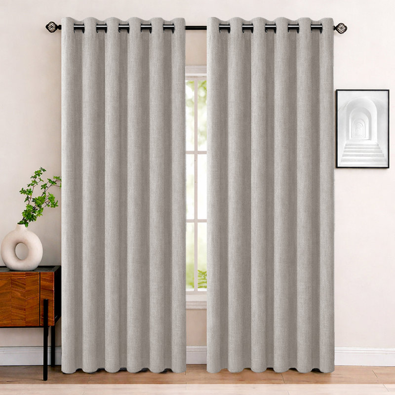 Aspire Homeware Linen 100% Blackout Curtain Pair for Hotel Style Bedroom Comfort, Beige, 168cm Width x 183cm Drop