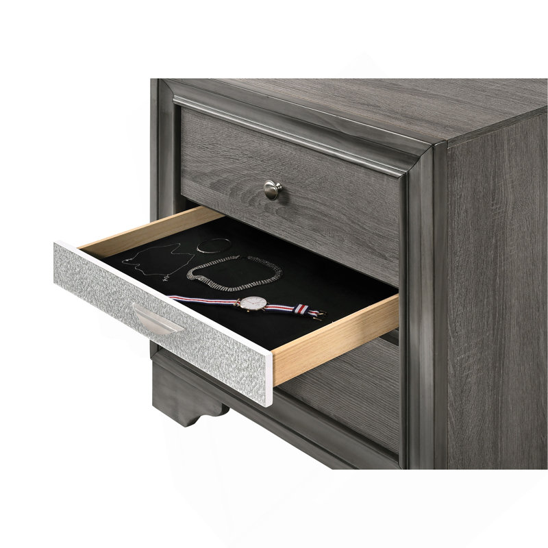 Naima Gray Finish Nightstand, Gray