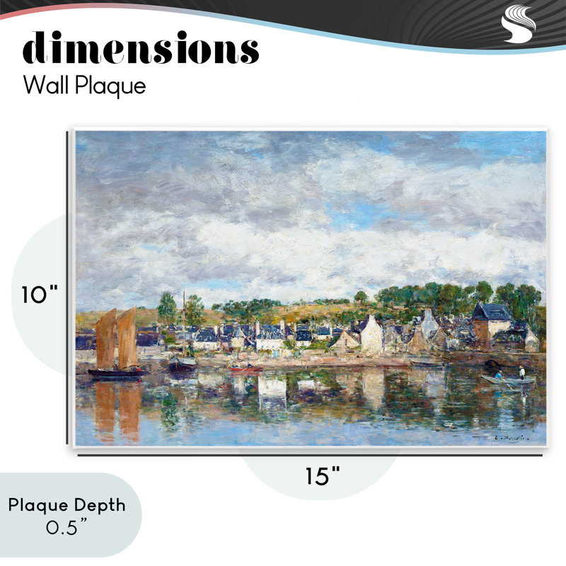 Village, plaque murale, par Eugène Boudin, H 10 po x l 15 po