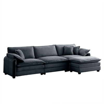 Oversize 3-Seater Sofa With One Footrest