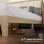 Structure de lit double avec tête de lit, lit plateforme double avec lattes de bois, aucun sommier requis, assemblage facile, finition chêne moderne de style Mid-Century-1649690320-1649690318