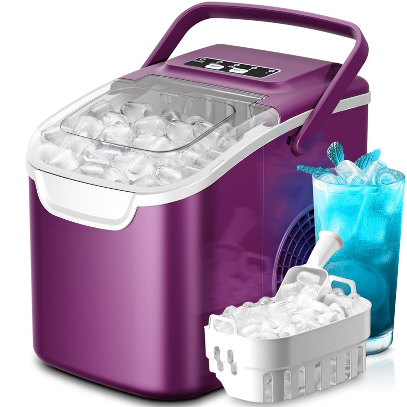 La machine à glaçons de comptoir Cowsar, machine à glaçons portative, produit 26 lb par jour avec 2 tailles de glaçons, autonettoyante, parfaite pour la maison, la cuisine, le bureau et les fêtes