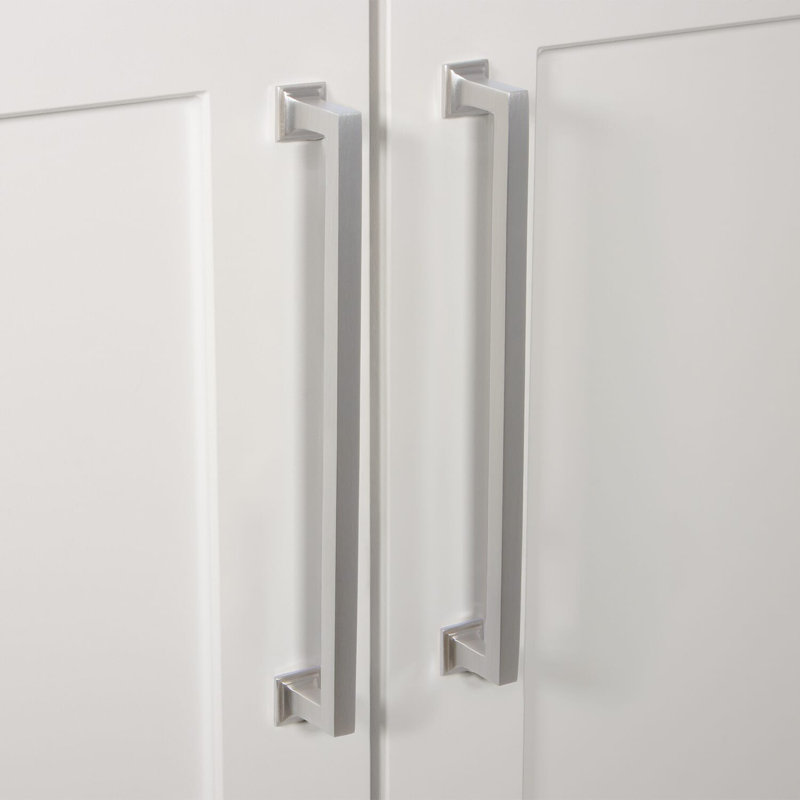 Grandeur Geneva 8" Brass Handle Pull, Satin Nickel