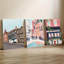 3 pièces d'art mural encadrées, ensemble de 3 impressions sur toile de paysage urbain rétro européen-14499683
