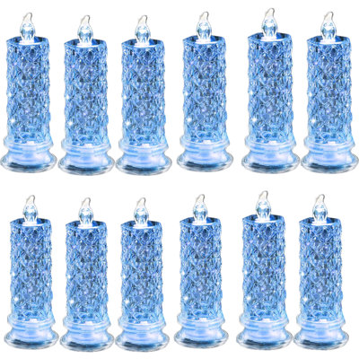 12Pcs Rose Shadow LED Flameless Candles,Romantic Battery Operated Candles Led Pillar Candles for Valentines Anniversary Wedding Christmas Decorations
