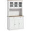 Armoire de rangement pour garde-manger de 71 po de hauteur avec support pour micro-ondes, buffet autoportant avec huche, 2 tiroirs, 5 portes, tablettes réglables et portes en verre pour la cuisine, la salle à manger