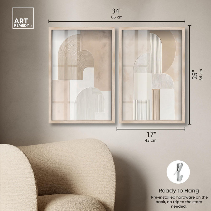 Ensemble de 2 panneaux dorés Golden Luxe , H 25 po x l 17 po, Crème, crème