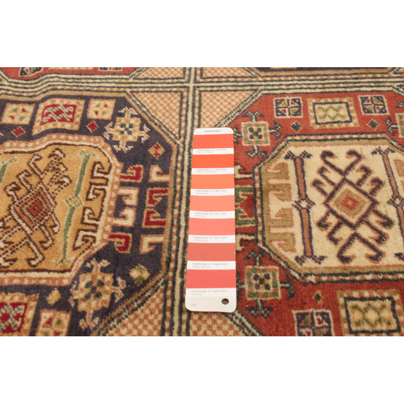 Tapis unique en laine noué à la main style années 1990 de 6 pi 6 po x 9 pi 8 po Foluke