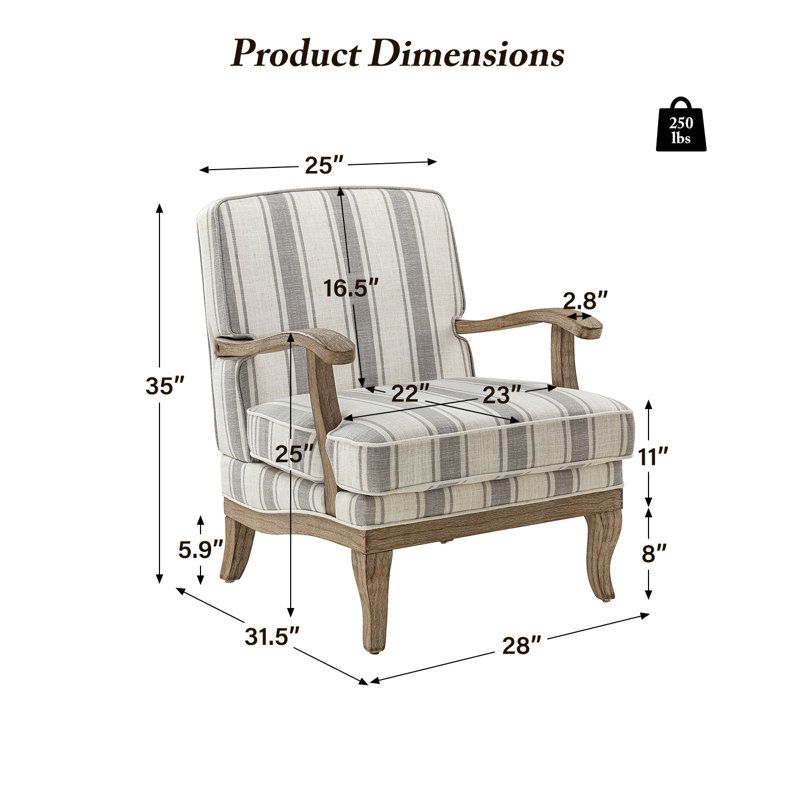 Fauteuil de ferme l 28 po Amilio, Polyester gris