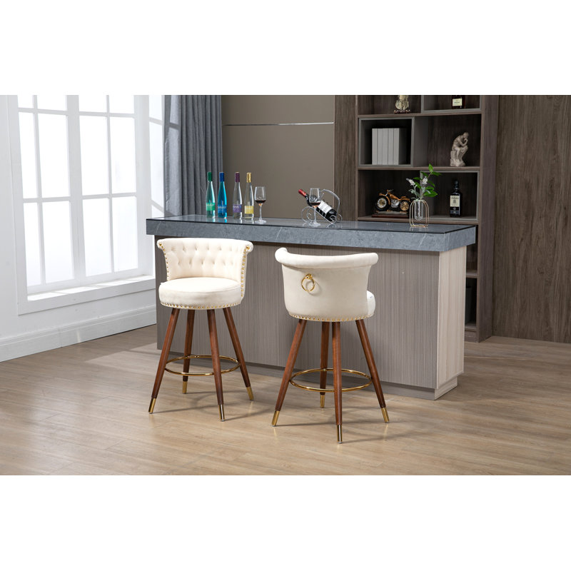 Swivel Bar Stools With Backrest Footrest ,With A Fixed Height Of 360 Degrees