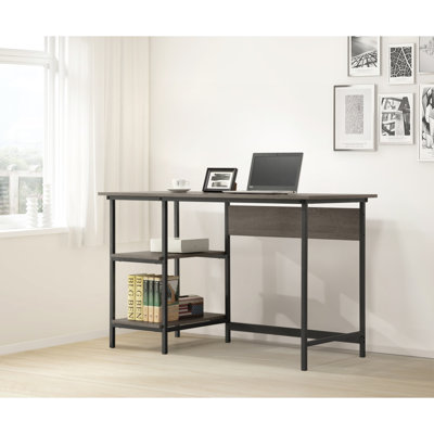 Raniel Writing Desk with 2 Storage Shelves & Metal Frame