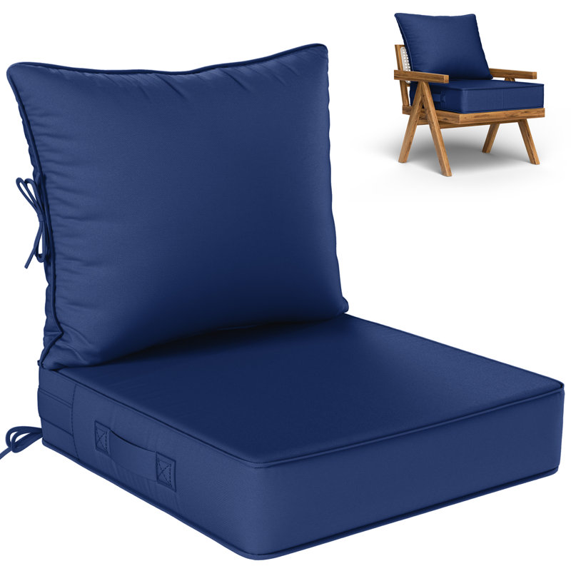 Outdoor Deep Seating Cushion Set Indoor And Outdoor Seat / Back Cushion, Blue, 24" W x 24" D