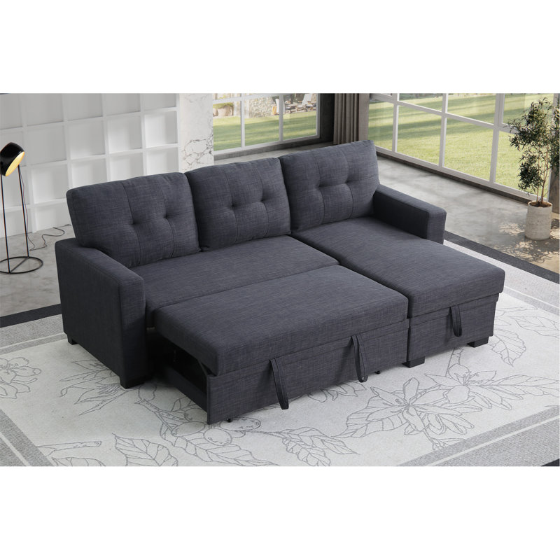 Storage Sofa: Cotton Linen & Fibre Foam Combo, Dark Grey Cotton Linen