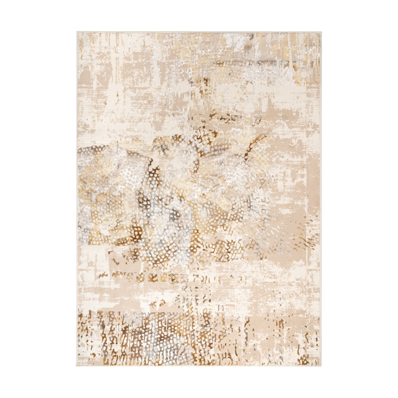 Tapis abstrait crème, Rectangle 5 pi 3 po x 7 pi 3 po
