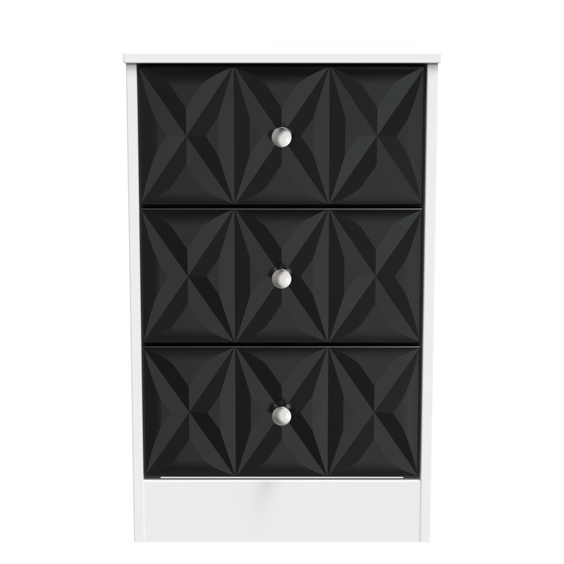 San Jose Bedside Table, Deep Black/White Matt