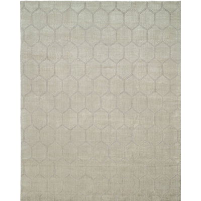 Hand Loomed Geometric Area Rug in Beige