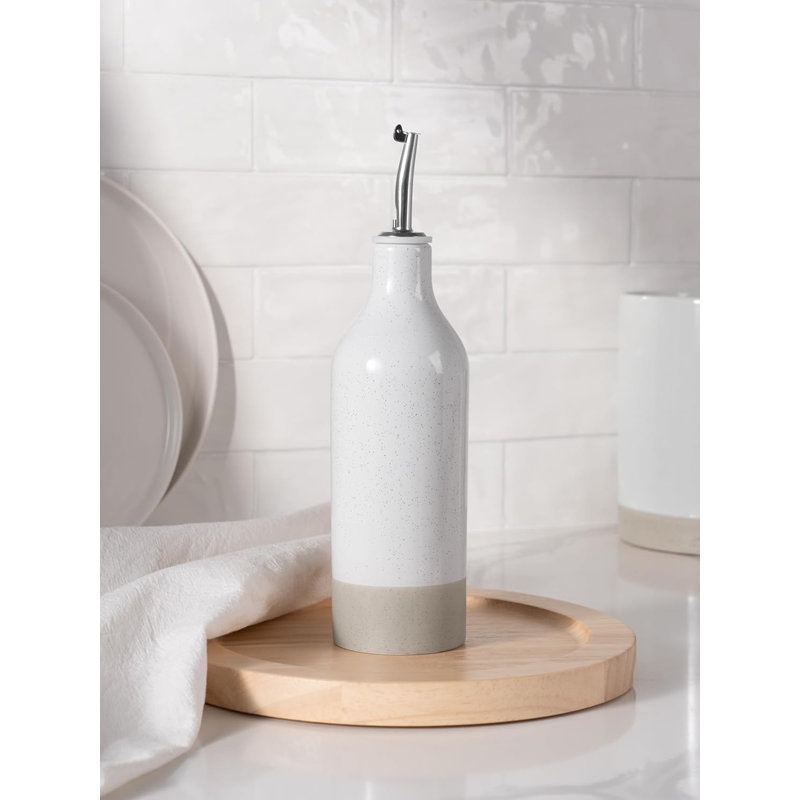 Distributeur d'huile d'olive en céramique 16 oz - Huilier tacheté et vinaigre huilé protégé contre les rayons UV avec bec en acier inoxydable