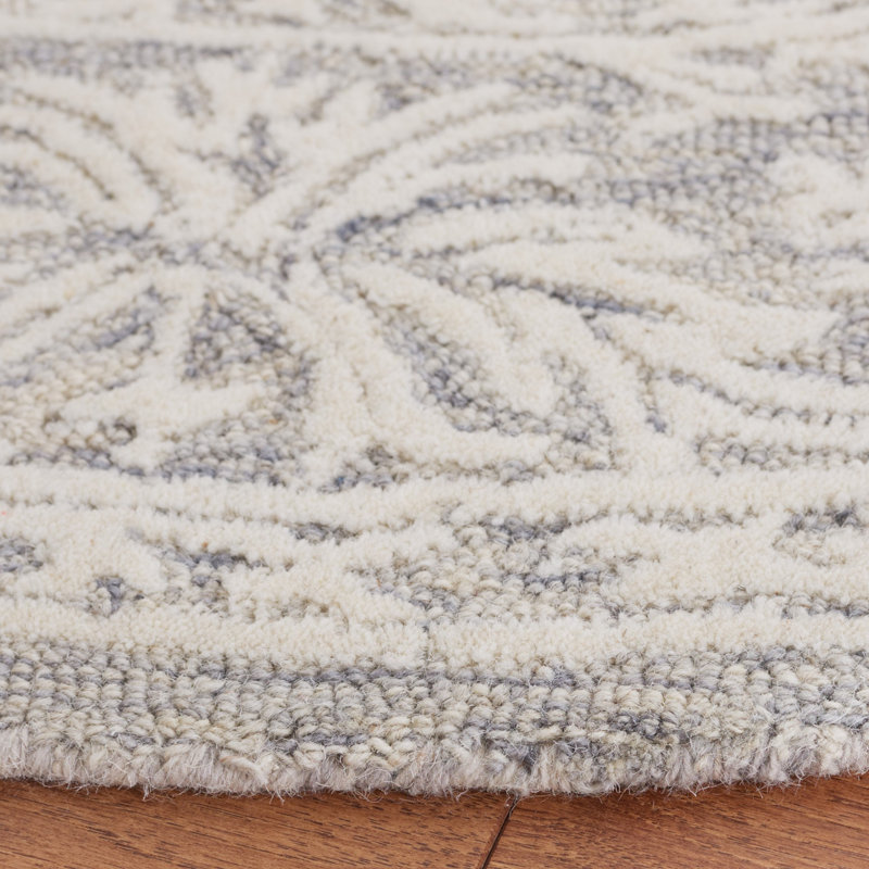 Eldwun Hand Tufted Wool And Cotton With Latex Damask Rug, Round 6'