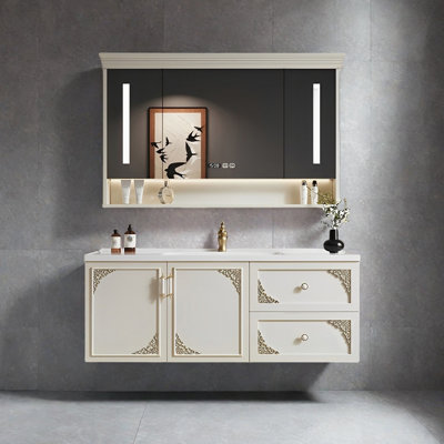 Armoire de salle de bain crème