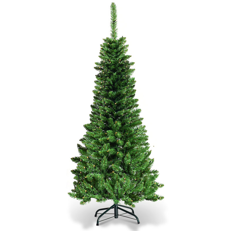 Lighted Artificial Christmas Tree, 4.59ft H x 1.97ft W x 1.97ft D