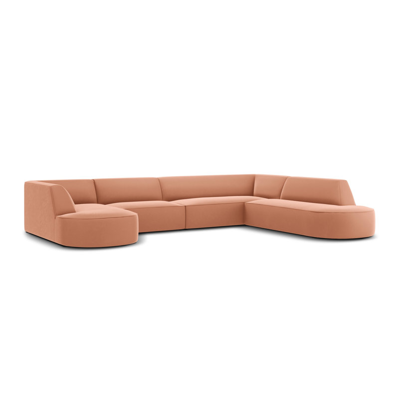 Adoraim 6 Seater Velvet Large Corner Sofa , Right Hand Facing, Pink