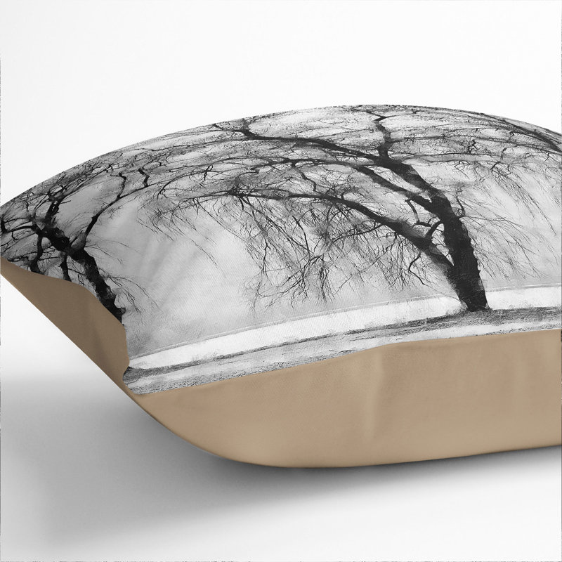 Three Trees at Winter Scatter Cushion with Filling, Stone, 40cm H x 40cm W x 15cm D