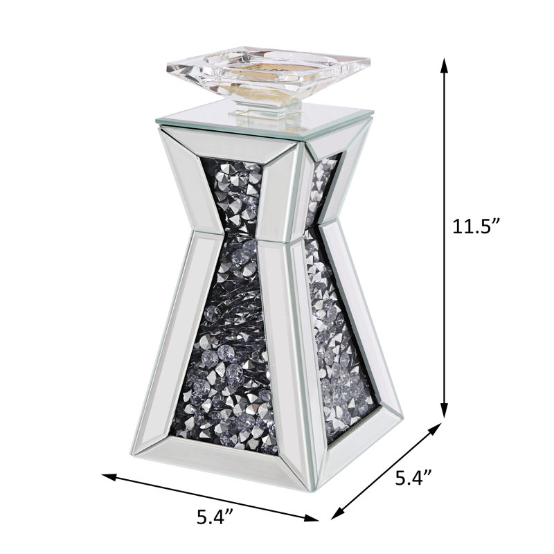 Bougeoir de table en miroir, H 11,5 po x l 5,4 po x P 5,4 po