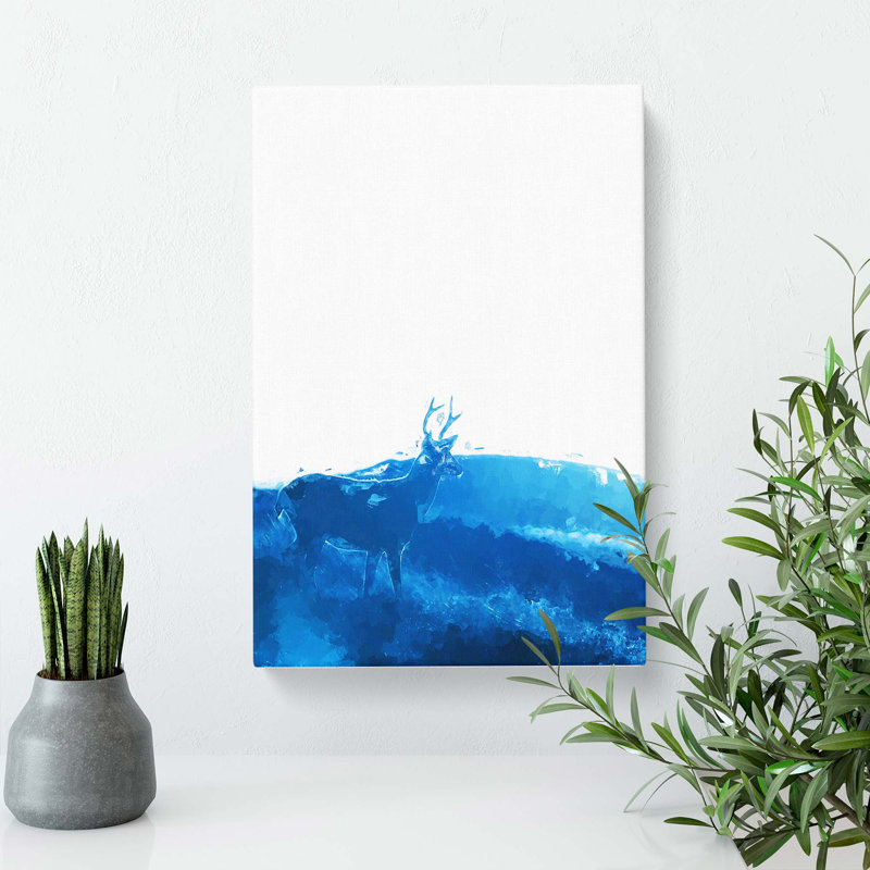 Deer Upon The Hill In Abstract - Wrapped Canvas, 76cm H x 50cm W x 3cm D
