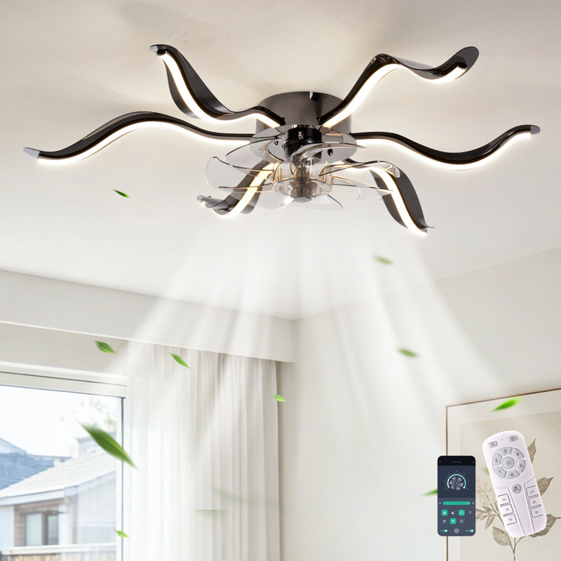 Ventilateur de plafond encastré à 6 vitesses 63 cm à DEL à intensité variable avec télécommande et application