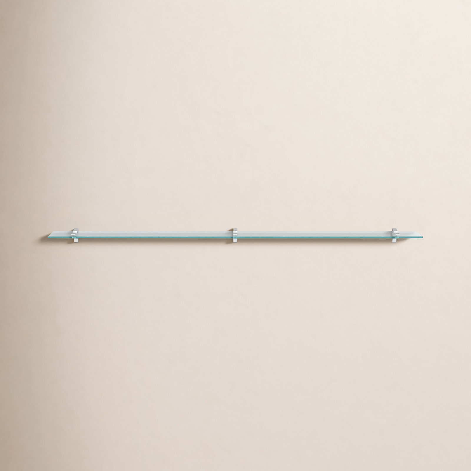 Earlham Tempered Glass Wall Mounted Bracket Shelf, Chrome
